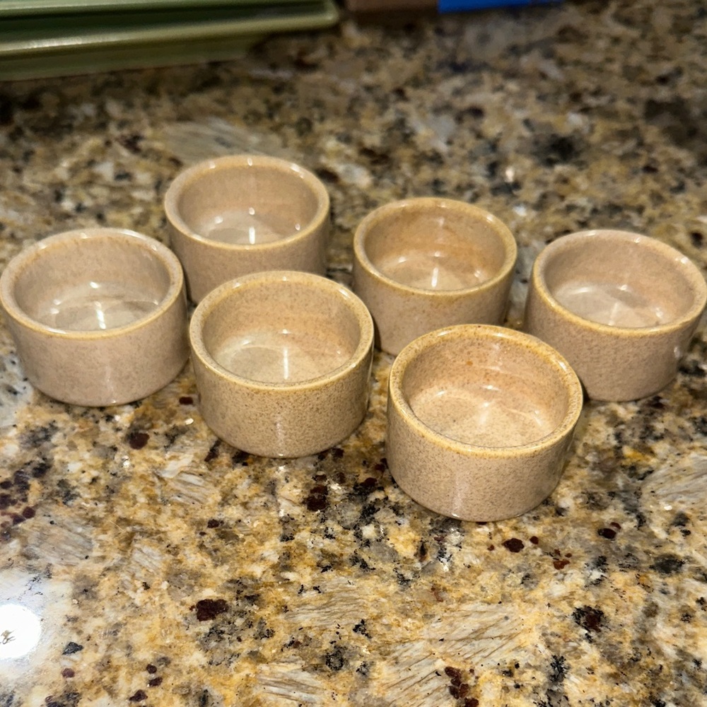 Ceramic cream colored candle holders, set of 6